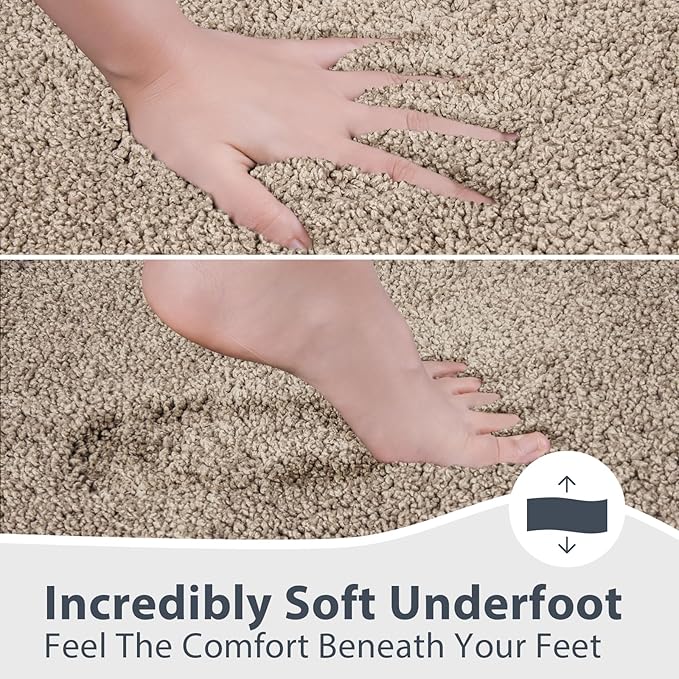 anllugs Bathroom Rugs 24" x 36", Non-Slip Extra Soft Absorbent Bath Rugs, Machine Washable Quick Dry Bath Mats for Bathroom Floor, Shower, Bathtub and Sink, Taupe & Dark Brown