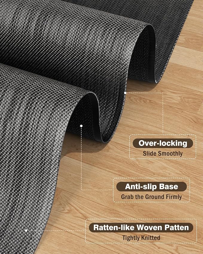 Blvornl Ultra Large Office Chair Mat for Hardwood Floor, Rolling Chair Mat for Hard Wood, Large Anti-Slip Hard Floor Protector, Heavy Duty Computer Desk Rug for Office and Home 47.2"*53" Black