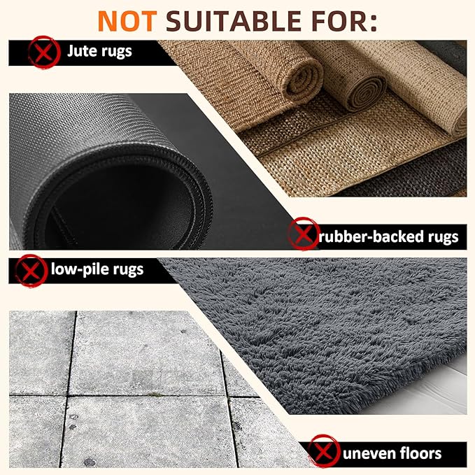 Rug Grippers 24PCS, Trapezoid Non Slip Rug Pads, Reusable Washable PU Carpet Tape, Strong Adhesive Rug Corner Tape for Hardwood Floors Tile Laminate Marble, Black