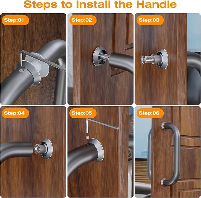 Ranbo Electroplating Grey 6" （CTC） Tubular Back-to-Back Shower Door Handle，Heavy-Duty 1.0mm Thick 304 Stainless Steel, for 1/4"- 1/2" Thick Glass and 1-3/8" - 2-1/6" Thick Wooden or Metal Doors