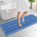 OLANLY Thick Bathroom Runner Rugs 59x20, Absorbent Chenille Striped Bath Rugs, Rubber Backing, Machine Wash, Extra Long Bath Mats for Bathroom, Tub and Shower, Home Decor Accessories, Cornflower Blue