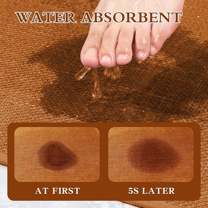 chakme Bathroom Rugs Mat 59x17, Ultra Thin Bath Rug Non Slip Runner Quick Dry Absorbent Bath Mat for Bathroom, (Orange, 59"x17")