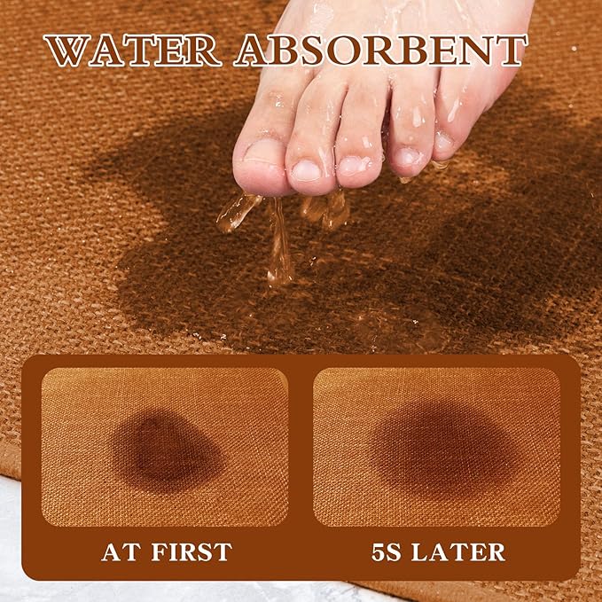 chakme Bathroom Rugs Mat 32x17, Ultra Thin Non Slip Bath Mat Quick Dry Absorbent Bath Mat for Bathroom Floor, (Orange, 32"x17")