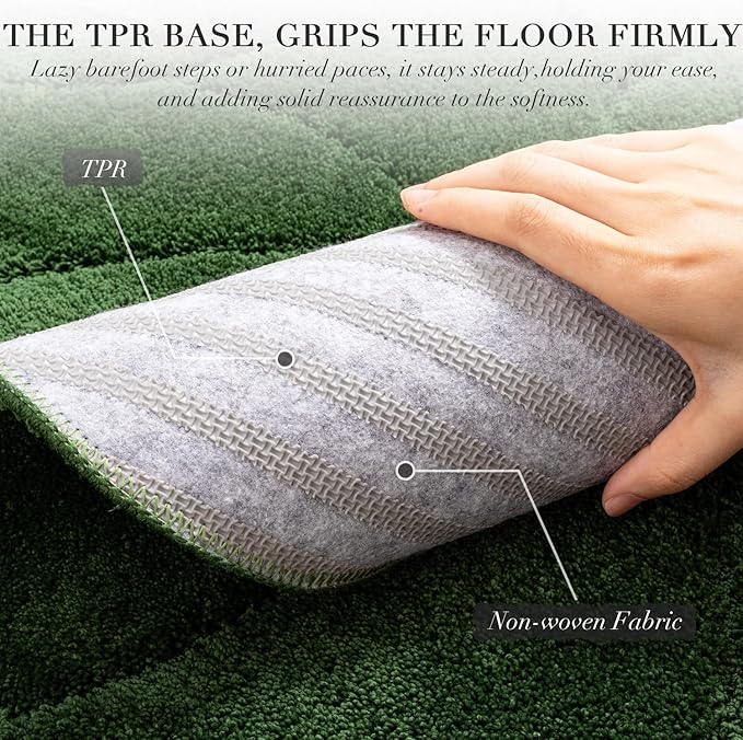 BSICPRO Large Bathroom Rugs Runner, 24x59 Inches Long Bath Mats for Bath Non Slip, Soft Absorbent and Quick Dry Microfiber Bath Rugs for Bathroom, Machine Washable (Forest Green)