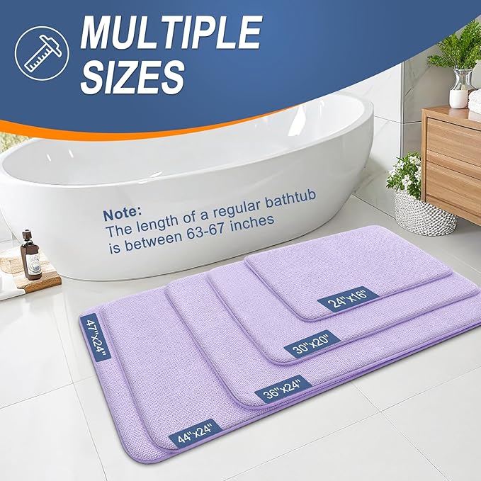 OLANLY Thick Memory Foam Small Bathroom Rugs 24x16, Extra Soft Absorbent Bath Rug, Quick Dry Bath Mats, Non-Slip, Machine Washable Carpet for Bathroom, Tub and Shower, Home Decor Accessories, Lavender