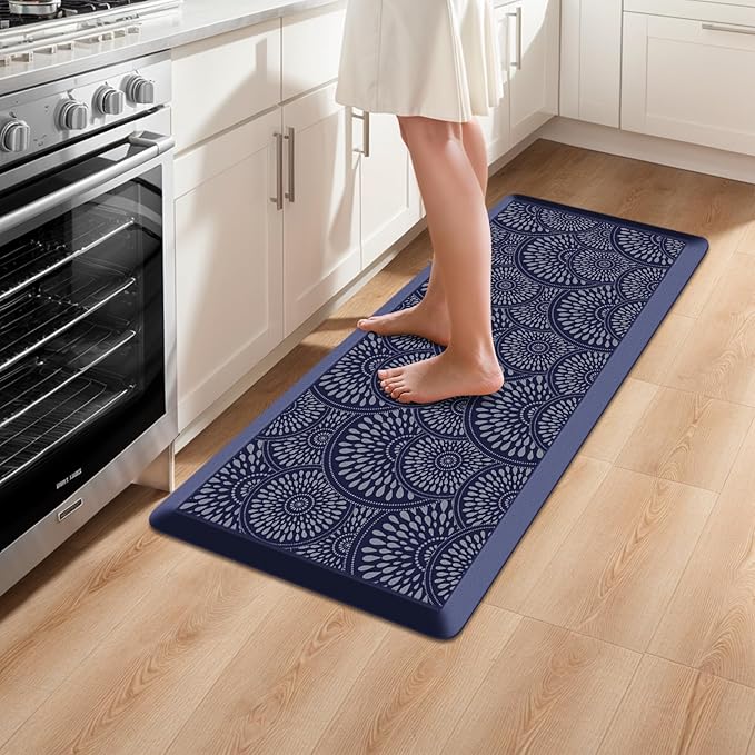 Mattitude Kitchen Mat, 17.3x39in Heavy Duty Ergonomic Comfort Foam Standing Desk Mat, Waterproof Non-Slip Standing Mats and Rugs for Kitchen, Office, Laundry, Blue