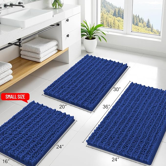 Smiry Bathroom Rugs Mat 30x20, Extra Soft Absorbent Chenille Bath Rugs, Non Slip Rubber Backing Machine Washable Quick Dry Bath Mats for Bathroom Floor, Tub, Shower, Home Decor Accessories, Royal Blue
