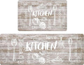 HEBE Kitchen Rugs Set of 2, Cushioned Anti Fatigue Kitchen Mats for Floor, Non Slip Waterproof Comfort Standing Desk Mat Carpet for Sink, Stove, Laundry Room