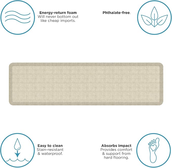 GelPro NewLife Decorative Foam Floor Mat, 72" x 20", Tweed Antique White