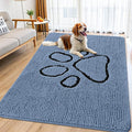 Smiry Dog Door Mat for Muddy Paws, Absorbent Dirt Trapper Non Slip Quick Dry Washable Chenille Mat for Mud Dogs, Entry Rug for Indoor and Outdoor (71x46 Inches, Airy Blue and Black)