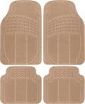 BDK ProLiner Floor Mats for Cars Trucks SUV, 4-Piece All-Weather Car Mats with Universal Fit Design, Durable Car Floor Mat with Capture Ridges, Waterproof Rubber Floor Mat for Cars (Beige)