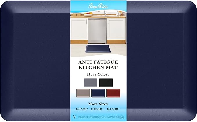 StepRite 4/5 Inch Thick Kitchen Mat Anti Fatigue Mat Kitchen Rugs Kitchen Decor Non-Slip, Stain & Water Resistant, Kitchen Mats Desk Mat for Kitchen, Office, Workshop, Blue, 17'' x 28''