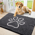 Smiry Dog Door Mat for Muddy Paws, Absorbent Dirt Trapper Non Slip Quick Dry Washable Chenille Mat for Mud Dogs, Entry Rug for Indoor and Outdoor (34x21 Inches, Dark Grey and White)