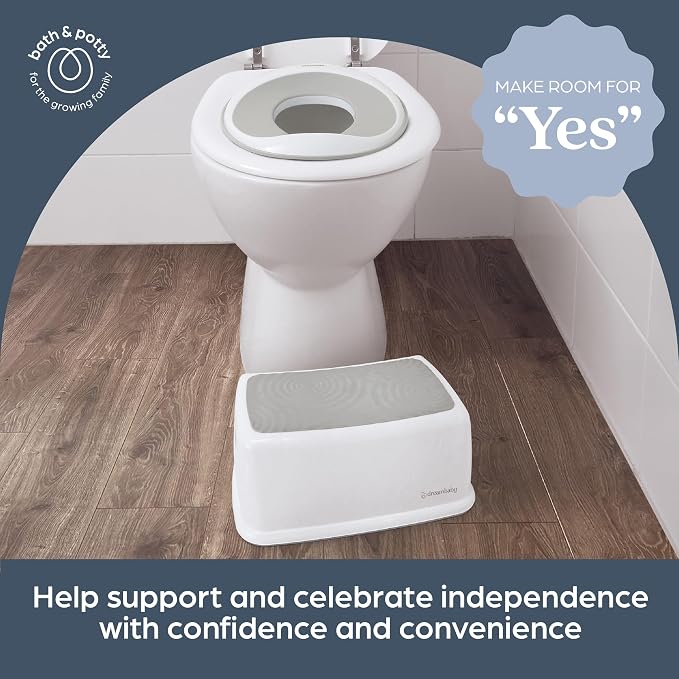 Dreambaby Toddler & Me Step Stool Potty Seat Training Aid with Anti-Slip Sure-Grip Steps, Holds up to 320 lbs for Kids & Adults, Grey