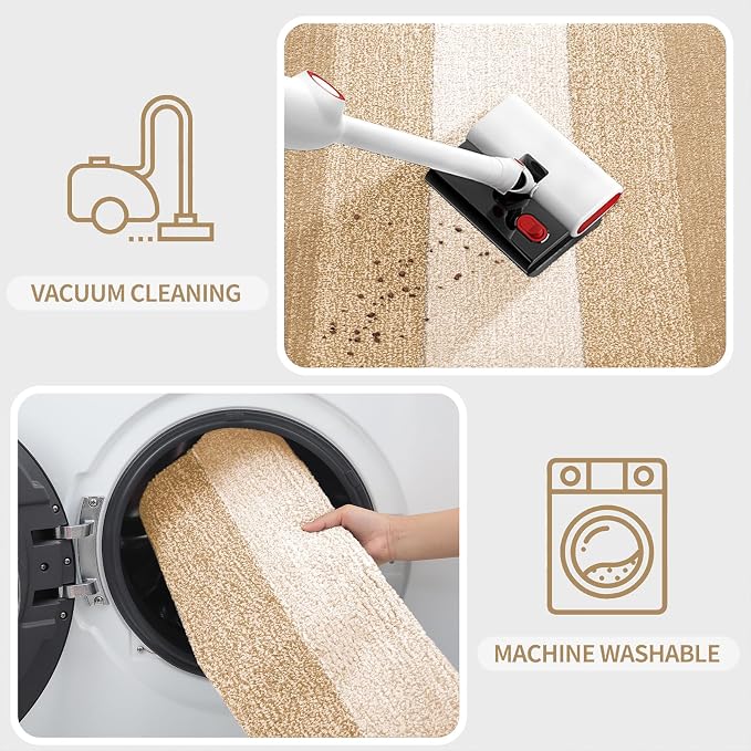 Kitinjoy Indoor Outdoor Door Mat, 30x17 Non-Slip Absorbent Dirt Trapper, Low-Profile Washable Inside Entrance Front Floor Mat, Sturdy Soft Entry Doormats for Entryway, Beige