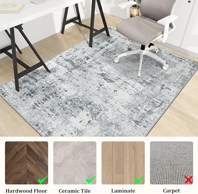 chakme Office Chair Mat for Hardwood Floor, 72"x48" Easy Glide Computer Desk Mat Protector for Rolling Chair Under Desk Rug Nonslip Backing, Machine Wash, (Boho)