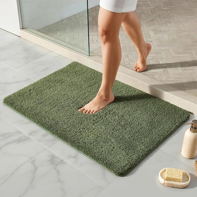 TYUU Sage Green Bathroom Rugs, Ultra Soft Bath Rugs Non Slip Washable, Super Absorbent Quick Dry Bath Mat with Rubber Backing for Bathroom Floor, Shower, or Sink, Sage Green 24" x 36"