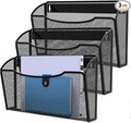 MINDEPOT Wall File Organizer 3 Pack - Heavy Duty Iron Office File Holder for Wall Mount - Hanging Document Organizer for Business, Classroom, Home Office