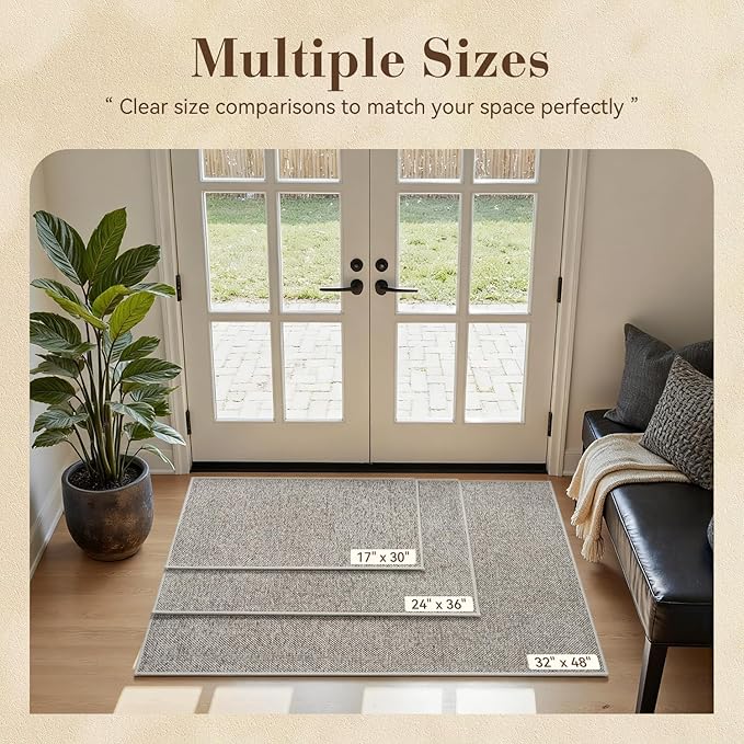 MontVoo Door Mat Indoor Entrance Doormat, Absorbent Durable Rubber Non Slip Front Door Mat for Inside Entry Entryway Dirt Trapper Welcome Mat, Beige 32''x48''