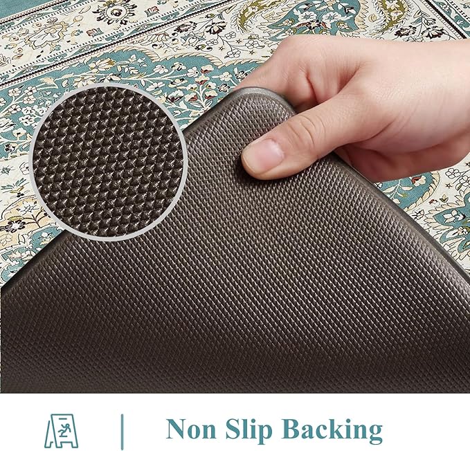 Collive Boho Anti Fatigue Kitchen Mats Sets 2 Piece Non Skid Kitchen Mats for Floor Cushioned Kitchen Rugs and Mats Waterproof Ergonomic Comfort Standing Mat Runner for Kitchen,Home,Office,Laundry