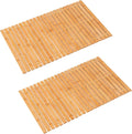 Bath Mat Bathroom Rugs Floor Wood Shower Bathtub Waterproof Non Slip Natural Accessories 16x24 Inch Easy to Clean, 2 pcs