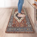 KIMODE Anti Fatigue Mat for Kitchen Floor, Boho Oriental Kitchen Rug, Non Slip Waterproof Kitchen Floor Mat, Vintage Kitchen Mat for Floor, Laundry, Office, Sink, Desk Red 20"x39"
