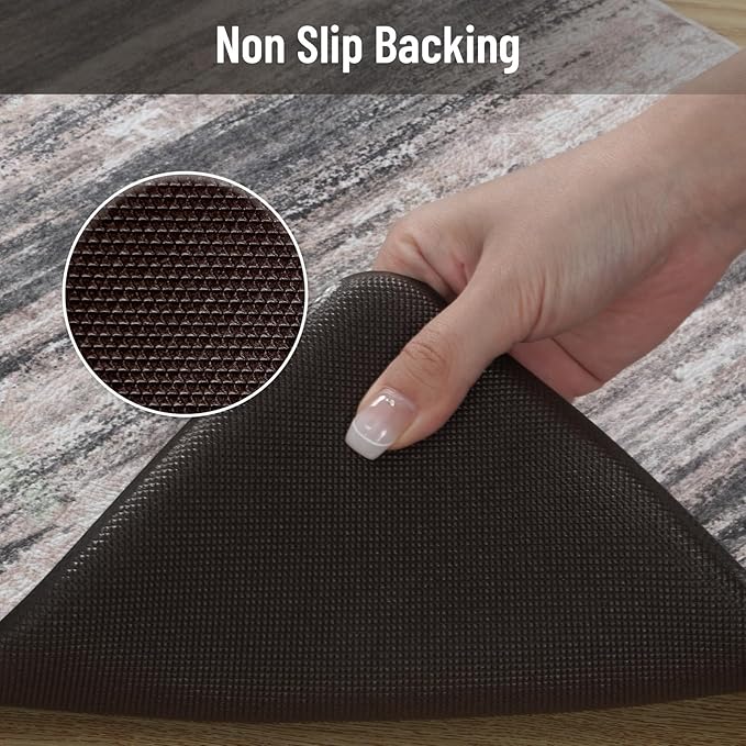 KIMODE Anti Fatigue Kitchen Mats for Floor 17"x47"+17"x29", Abstract Farmhouse Kitchen Rugs, Non Slip Waterproof Kitchen Floor Mats, Comfort Standing Mats for Laundry Office Sink Desk Black Grey