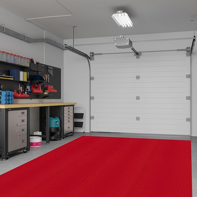 Ottomanson 6'6" x 20' Hallway Runner with Scraper Pile Extra Durable Non-Slip Rug Mat for Indoor & Outdoor Use - Ideal for Kitchen, Entryway, Patio & Garage - High-Traffic Carpet, Red