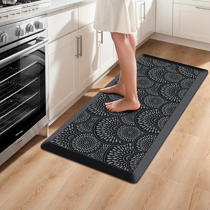 Mattitude 4/5 Inch Kitchen Mat, 20x38in Heavy Duty Ergonomic Comfort Foam Standing Desk Mat, Waterproof Non-Slip Standing Mats and Rugs for Kitchen, Office, Black