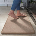 YDKGL Kitchen Rugs Mat Non Slip Washable, Linen-Look 0.3" Thick Soft Cushioned Absorbent Kitchen Mats for Floor, Mild Anti-Fatigue Runner Rug Sink Mat Laundry Standing Mats, Easy Clean, Brown 17"x30"
