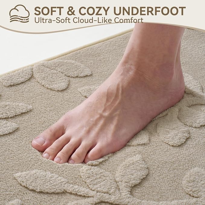Bathroom Rugs Mat Quick Dry Absorbent Non Slip Bath Mat Bath Mats for Bathtub Mat Bathroom Carpet Fit Under Door Washable Floor Bath Rugs Brown 20x32