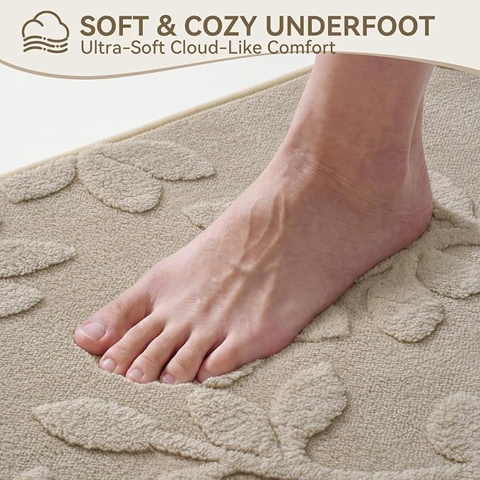 Bathroom Rugs Mat Quick Dry Absorbent Non Slip Bath Mat Bath Mats for Bathtub Mat Bathroom Carpet Fit Under Door Washable Floor Bath Rugs Brown 24x36