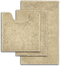 RUN HELIX Beige Bathroom Rugs Ultra Soft Rugs and Mats Set 3 Pieces Bath Rug Set Thick Chenille Bath Rugs Non Slip Bath Mats for Bedroom