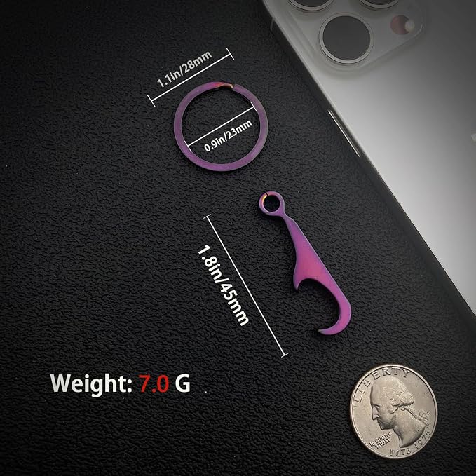Titanium Bottle Opener, Small Keychain Beer Bottle Opener Can Opener with Stainless Steel Key Ring (Color)