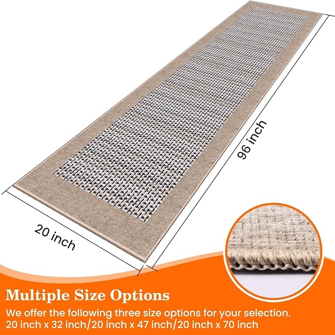 StepRite Kitchen Rugs, Kitchen Mats for Floor, 96"x20" Non-Slip Machine-Washable Kitchen Throw Rug, Absorbent Runner Rugs Office, Sink Standing Desk Mat, Decor Carpet, Khaki