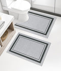 chakme 2 Piece Bathroom Rug Set, Ultra Thin Bath Mat,Absorbent, Non Slip, Machine Washable, Light Grey, 17"x24"+Toilet Mat
