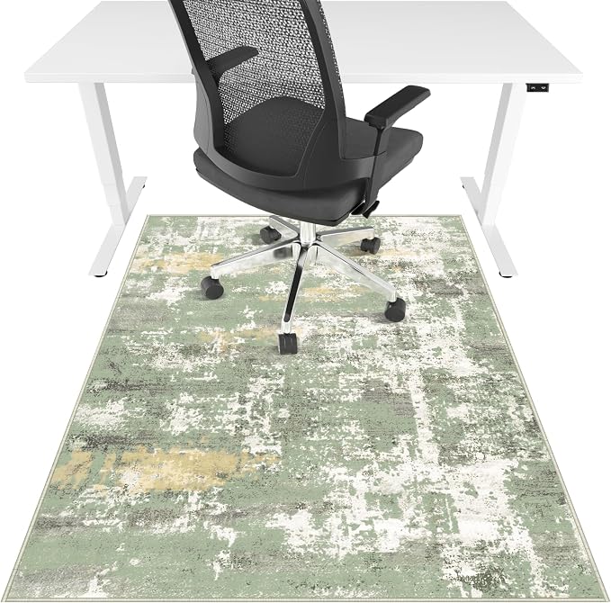 Office Chair Mat for Hardwood Floor & Tile Floor,36"X 48" Heavy Duty Desk Chair Mat for Hard Floors, Under Desk Rug for Rolling Computer Chair,Anti Slip,Low Pile Carpet Floor Protector-Abstract Green