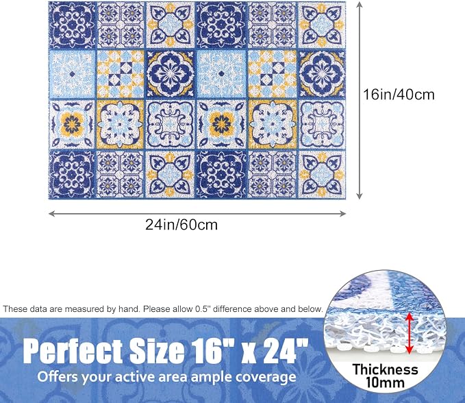 Shower Mat Non-Slip - 24x16 Inch, Soft Comfort Bath Mat with Drainage Holes, PVC Loofah Massage Bathmat for Shower,Tub,Bathroom,Wet Areas, Quick Drying