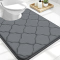 OLANLY Memory Foam Toilet Rugs U-Shaped 24x20, Ultra Soft and Absorbent Bathroom Rugs, Non-Slip, Comfortable, Machine Washable Contour Bath Mat for Toilet Base, Home Decor Accessories, Dark Grey