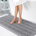 OLANLY Thick Bathroom Runner Rugs 47x24, Extra Absorbent Chenille Striped Bath Rugs, Rubber Backing, Machine Wash Dry, Long Bath Mats for Bathroom Floor, Tub and Shower, Home Decor Accessories, Grey