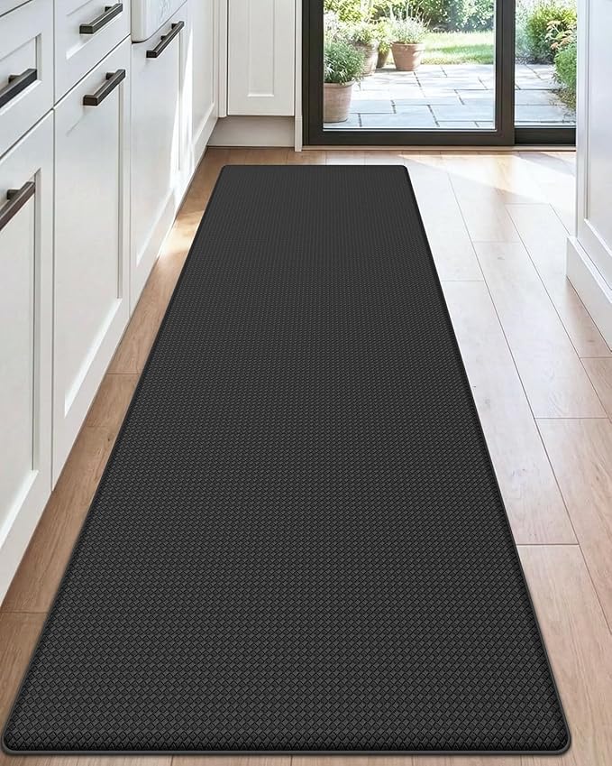 DEXI Kitchen Floor Mats Cushioned Anti Fatigue,17x59, Standing Runner Rug Waterproof, Comfort Memory Foam Padded for Front Sink Laundry, Black