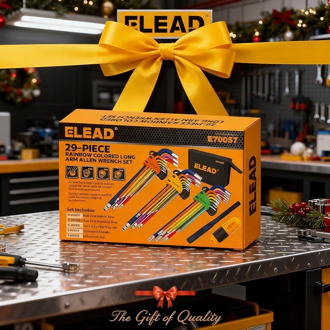 ELEAD 29-Piece Hex & Torx Key Set: Rainbow Colored Allen Wrench Set, SAE(1/16"-3/8") & Metric(1.5mm-10mm) & Torx(T10-T50), Long Arm Ball End, Allen Keys with T-Handle and Extension Bar