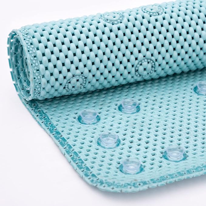Bathtub Mat Non Slip Ivory 36” X 17” Shower Mat Soft Foam Bath Mats for Bathroom Tub, Bathtub Mat with Drain Holes, Suction Cups, Shower Mat Non Slip