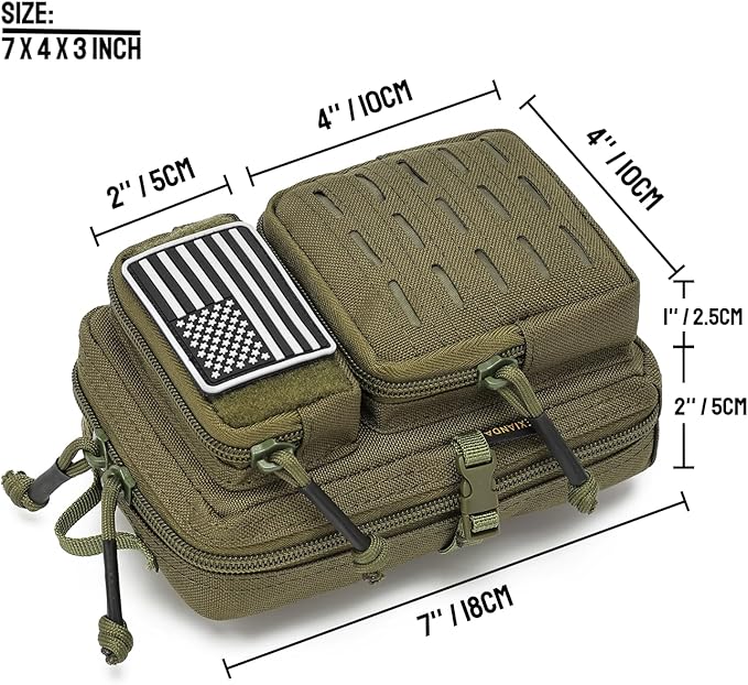 2 Pack Tactical Molle Utility Pouchs,Mini Belt Pouch EDC Pouch Tactical Phone Pouches Outdoor Admin Tool Pouch Medical EDC IFAK Pack with US Flag Patch