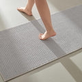 TYUU Bathroom Runner Rugs, Long Bath Mat Runner Washable Thin Quick Dry Low Pile Bathroom Runner Rugs Non Slip, Light Grey 24"x70"