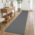 KOZYFLY Cotton Runners for Hallway 2x8, Washable Runner Rug, Woven Non Slip Kitchen Runner, Braided Entryway Rug, Floor Carpet for Foyer, Bedroom, Hall, Grey/Dark Grey