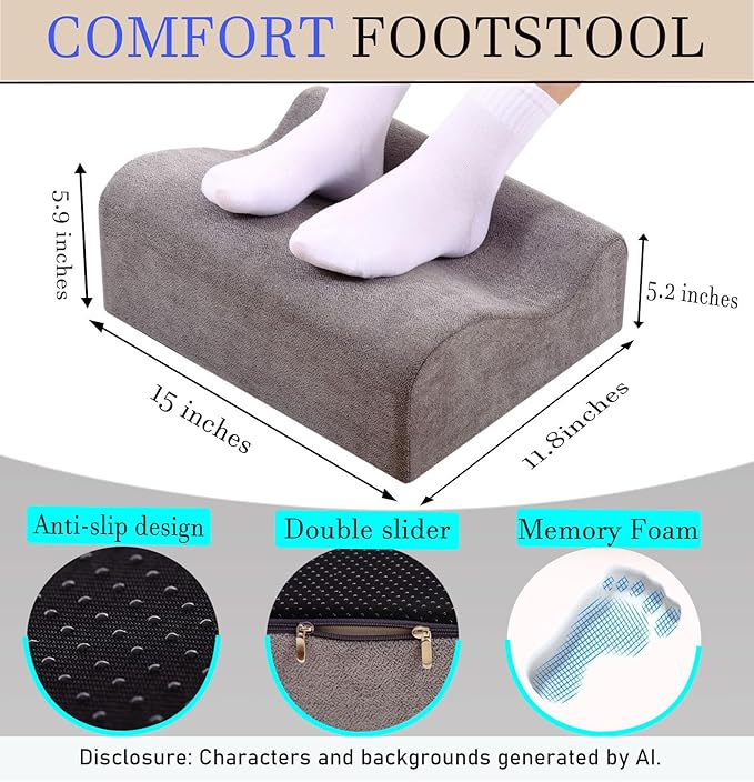 Foot Rest for Under Desk at Work,At Work Soft Ergonomic Footrest,Support Foot Pillow,Heel Chair,Leg Elevation Pillow, (Dark Gray)