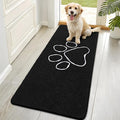 OLANLY Dog Door Mat for Muddy Paws 70x32, Paw Print Design, Absorbs Moisture and Dirt, Absorbent Non-Slip Washable Doormat, Quick Dry Chenille Mud Mat for Dogs, Entry Indoor Entryway Carpet, Black