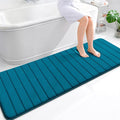 OLANLY Memory Foam Long Bathroom Rugs Runner 70x24, Super Soft Absorbent Bath Mat, Quick Dry, Machine Washable Shower Floor Rugs, Bathmat Carpet, Bathroom Home Decor Accessories, Peacock Blue