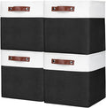 Bagnizer Collapsible Fabric Storage Cubes 11x11 Cube Storage Bins, 4 Pack Closet Baskets Box with Handles for Organizing, Shelf, Toys, Clothes, Home, Office, Nursery (Black&White)